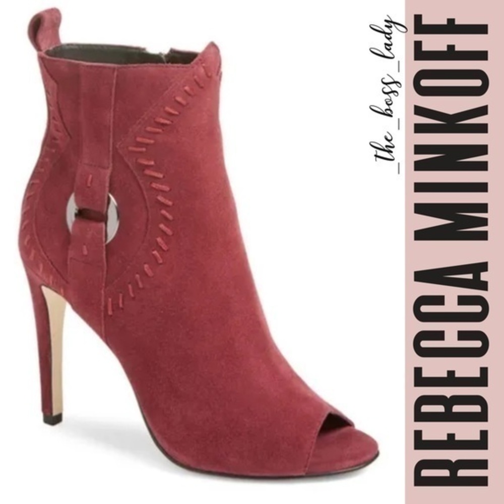 Rebecca Minkoff boots suede peep toe bootie